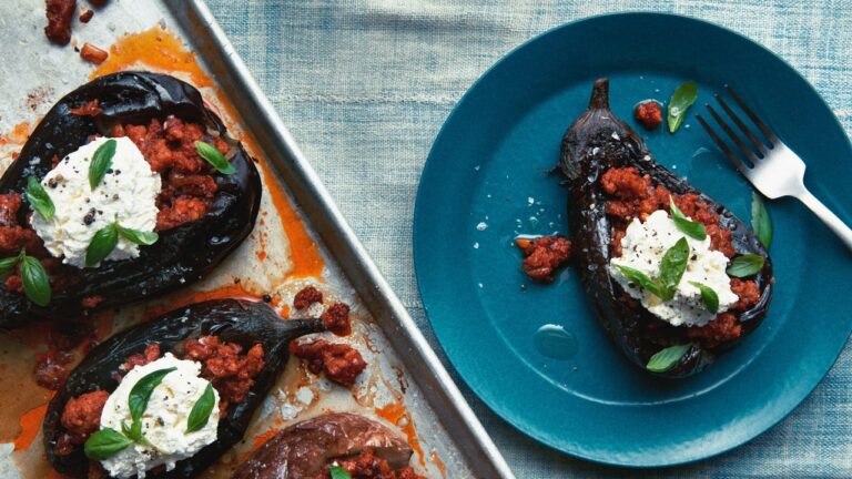 Roasted Eggplant With Sausage and Ricotta Recipe